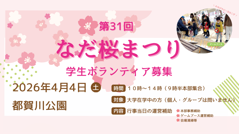 第31回なだ桜まつり　学生ボランティアを募集します