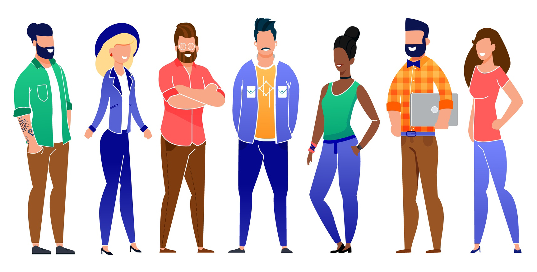 多国籍の女性と男性のイラスト
