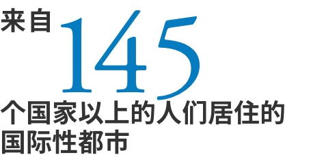 来自144个国家以上的人们居住的国际性都市