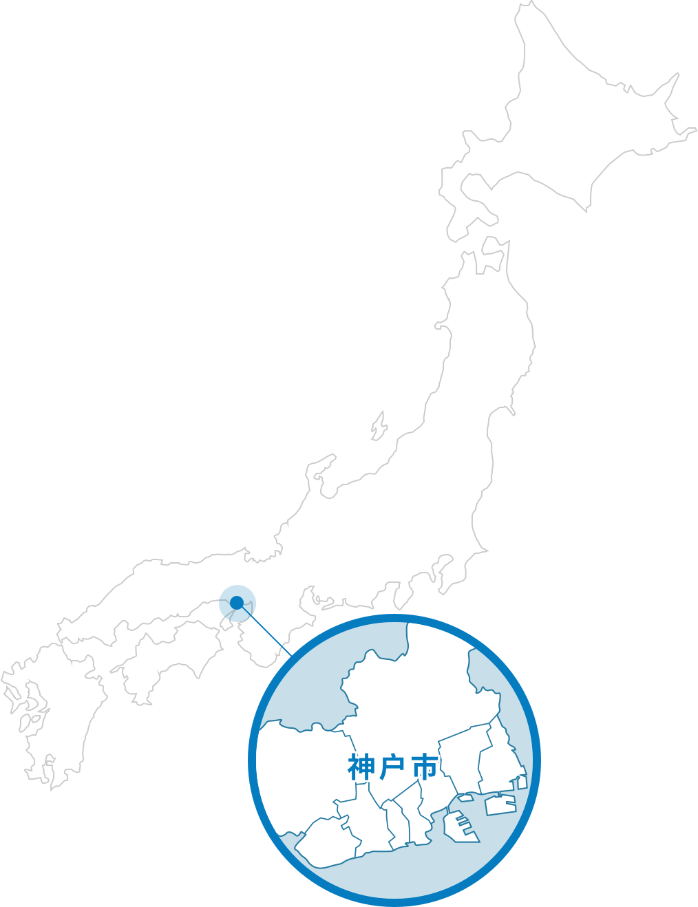 从日本地图中指出神户市的位置图